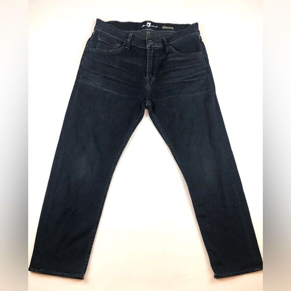 7 For All Mankind Slimmy Dark Blue‎ Denim Jeans Women’s 31 - Picture 1 of 11